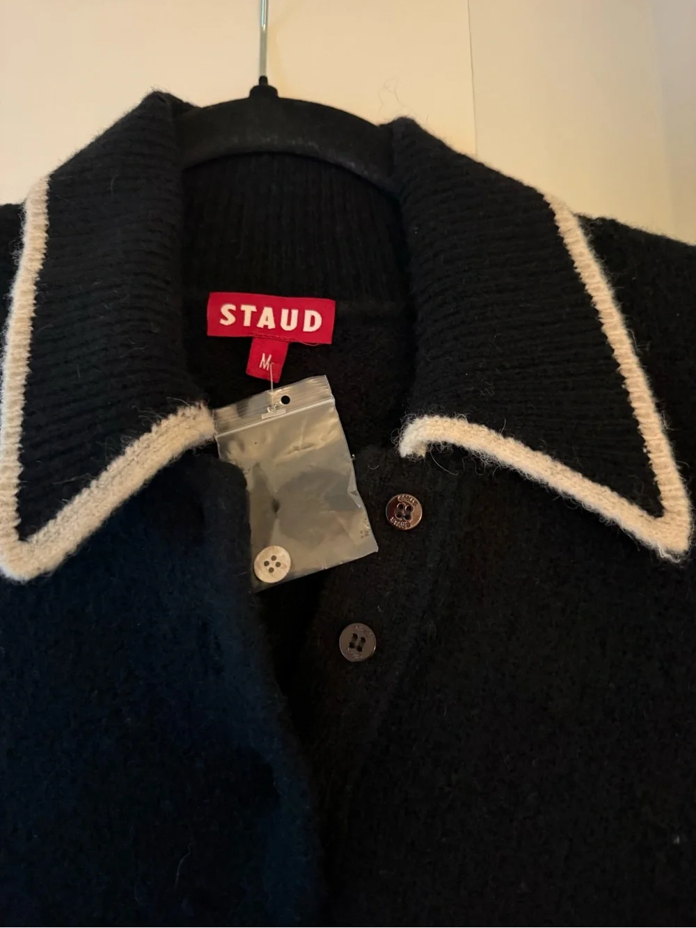 NWOT STAUD Black Knit Collar Dress with Contrast Trim - Picture 4 of 4